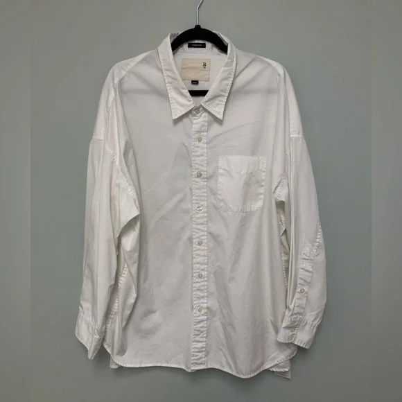 R13 Drop Neck Oxford Shirt white. Size medium